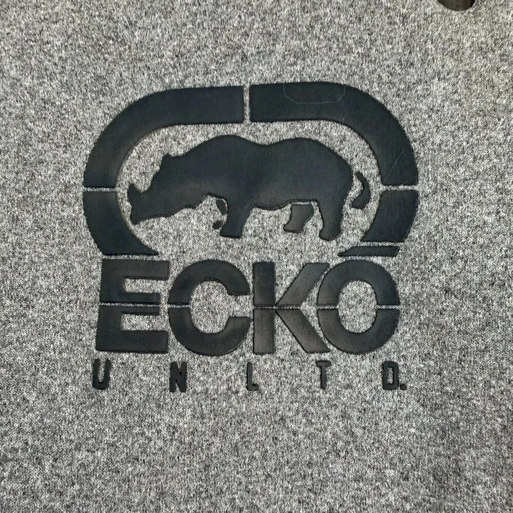 Ecko Unltd Men's Small Gray Jogger Sweatpants Logo Zip Pocket Tapered